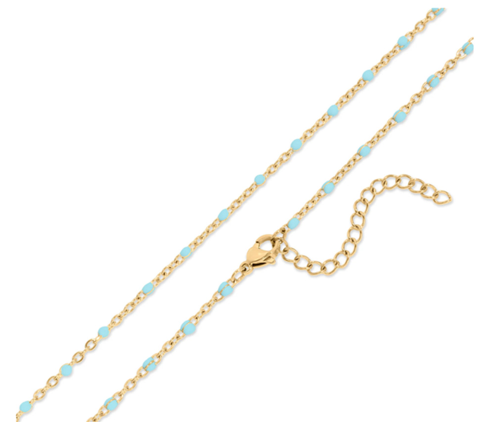 18K Gold Stainless Steel Turquoise Bead Chain Necklace Nickle Free Bohemian